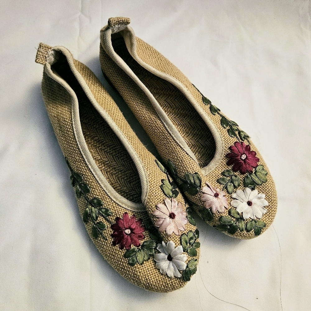 LELINTA Women's 6/6.5 USShoes Floral Loafers Shoes Slip On Round Toe Ballet Flat - Picture 4 of 13